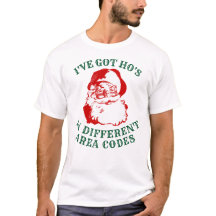 Funny Xmas T-Shirt - HO'S IN DIFFERENT AREA CODES
