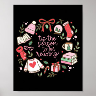 Funny Xmas Tis The Season To Be Reading Books Paja Poster