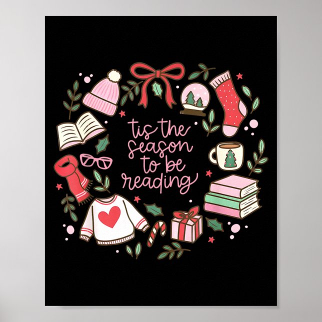 Funny Xmas Tis The Season To Be Reading Books Paja Poster (Front)