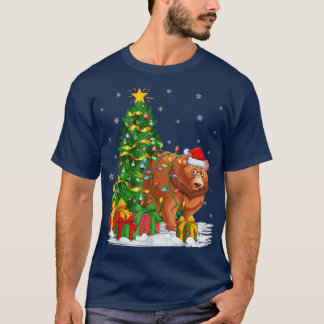 Funny Xmas Tree Family Matching Santa Grizzly Bear T-Shirt