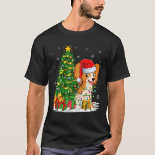Funny Xmas Tree Family Matching Santa Papillon Dog T-Shirt