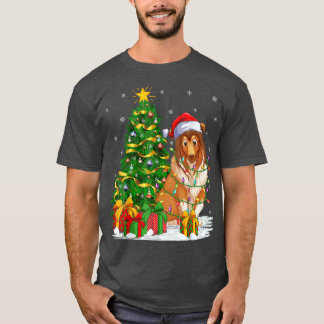 Funny Xmas Tree Family Matching Santa Sheepdog Chr T-Shirt