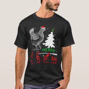 Funny Xmas Tree Santa Chicken Merry Christmas T-Shirt