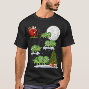 Funny Xmas Tree Santa Riding Triceratops Dinosaur T-Shirt