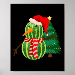 Funny Xmas Watermelon Snowman - Christmas In July Poster