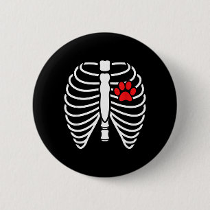 Funny Xray Halloween Costume Rib Cage Skeleton Dog 6 Cm Round Badge