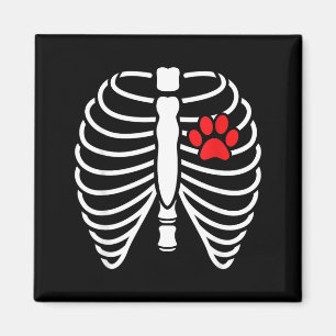 Funny Xray Halloween Costume Rib Cage Skeleton Dog Magnet