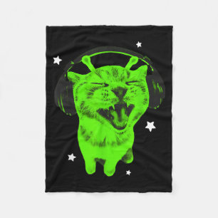 Funny Y2k Alien Cat Meme Retro Silly Cat Vintage S Fleece Blanket