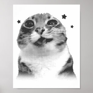 Funny Y2k Retro Cat Silly Vintage Kitten Meme Cat Poster