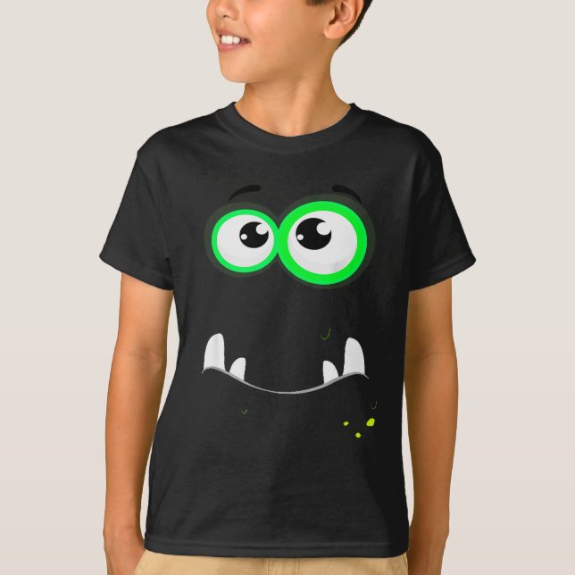 Funny Y Monster Eyeball Face Easy Christma Costume T-Shirt (Front)