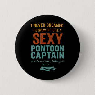 Funny Y Pontoon Captain Tee Funny Lake Boating Gif 6 Cm Round Badge
