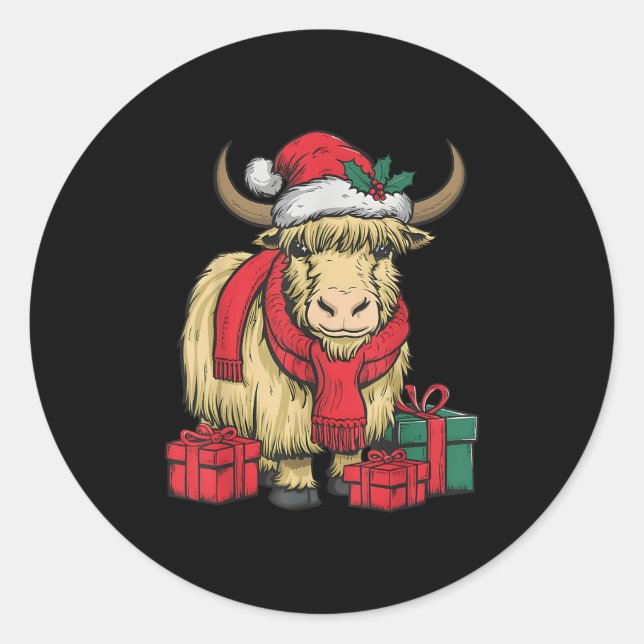 Funny Yak Lover Xmas Holiday Santa Yak Christmas  Classic Round Sticker (Front)