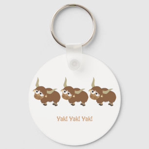 Funny Yak Yak Yak Pun Cute Cartoon Yaks Key Ring