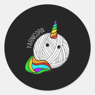 Funny Yarn Art Unicorn - Yarn Horn Crochet Picture Classic Round Sticker