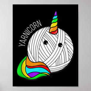 Funny Yarn Art Unicorn - Yarn Horn Crochet Picture Poster