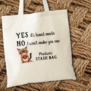 Funny Yarn Lovers Grumpy Cat Knitters  Tote Bag