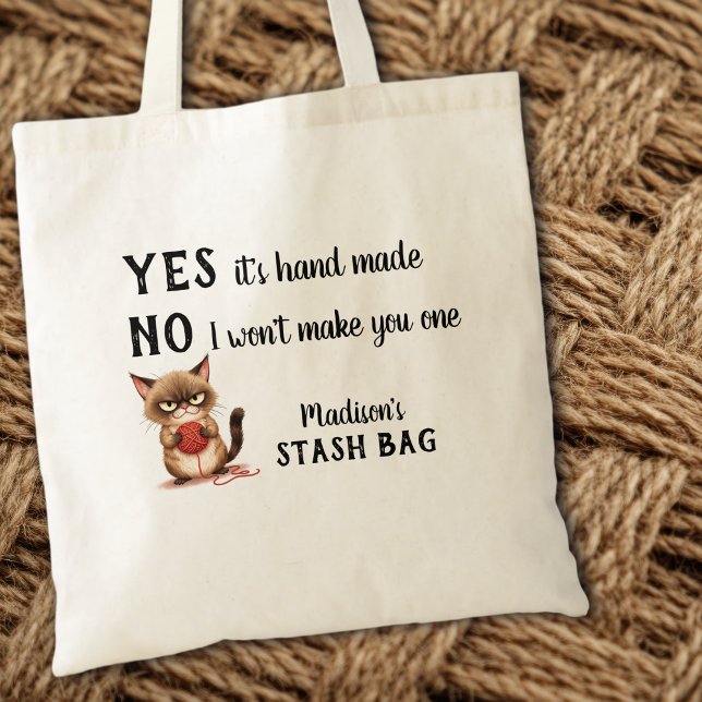 Funny Yarn Lovers Grumpy Cat Knitters  Tote Bag (Creator Uploaded)