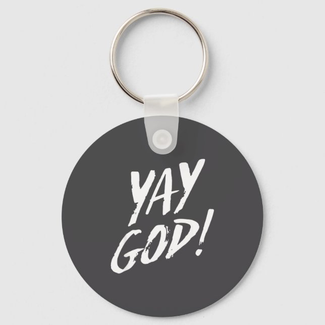 Funny Yay God Graphic Jesus Christian Religion Gif Key Ring (Front)