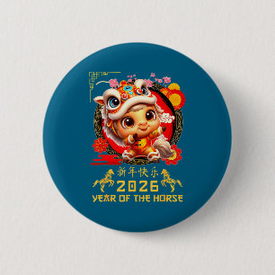 Funny Year Horse 2026 Lunar New 6 Cm Round Badge