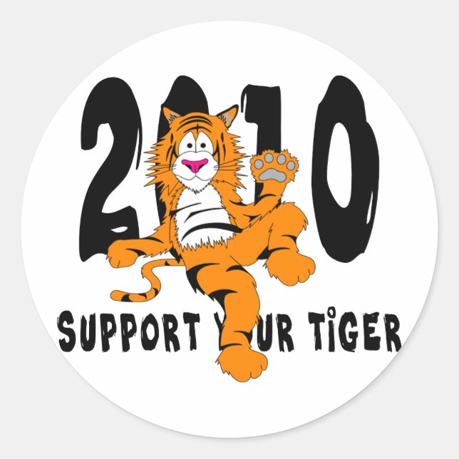 Funny Year of The Tiger 2010 Gift Classic Round Sticker (Front)