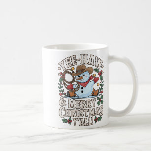 Funny Yee Haw Merry Christmas Y'all Xmas Cute Cowb Coffee Mug