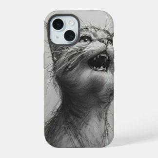 Funny Yelling Cat Meme Black and White iPhone Case