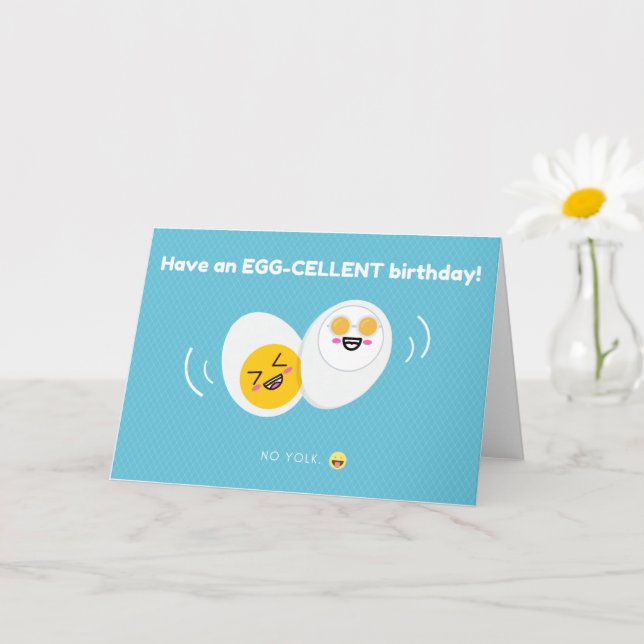 Funny Yellow and Blue Egg Pun Card (Small Plant)