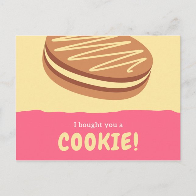 Funny Yellow and Pink Cookie Postcard (Front)