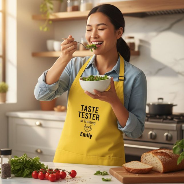 Funny Yellow Apron - Taste Tester in Training (Creator Uploaded)