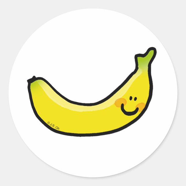 Funny yellow banana classic round sticker (Front)