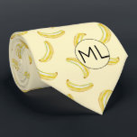Funny Yellow Banana Illustration Monogram Novelty Tie<br><div class="desc">This fun and fruity yellow banana pattern was created using my hand painted mixed media banana illustration and makes a quirky novelty design for those that don't take life, or their socks too seriously! The muted tone on tone design gives it a slightly retro feel. Personalise with your initials. Original...</div>