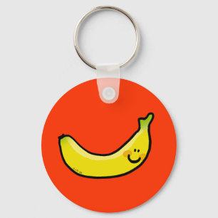 Funny yellow banana key ring