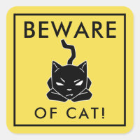 Funny Yellow Beware of Cat Sign
