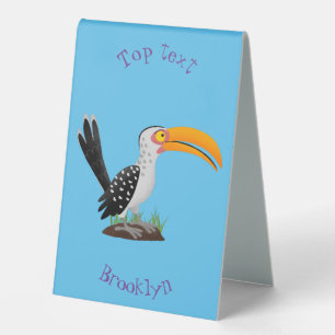 Funny yellow billed hornbill safari bird cartoon