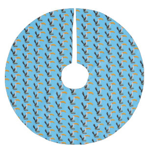 Funny yellow billed hornbill safari bird cartoon brushed polyester tree skirt
