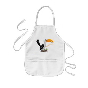 Funny yellow billed hornbill safari bird cartoon kids apron