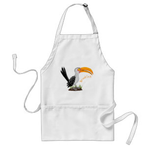 Funny yellow billed hornbill safari bird cartoon standard apron