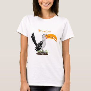 Funny yellow billed hornbill safari bird cartoon T-Shirt