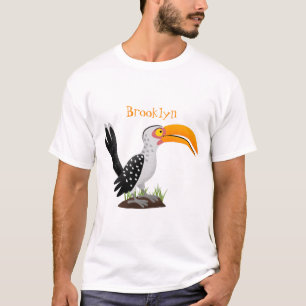 Funny yellow billed hornbill safari bird cartoon T-Shirt