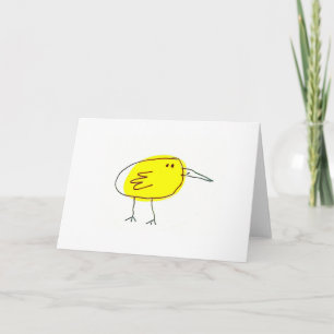 Funny Yellow Bird Doodle Greeting Card