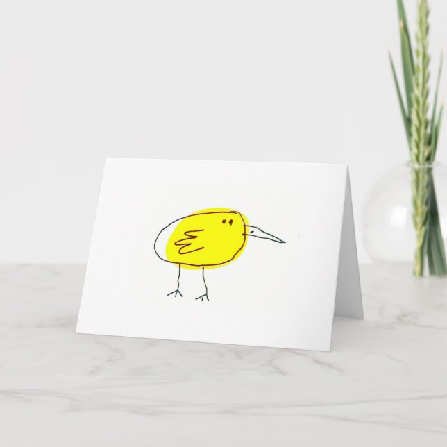 Funny Yellow Bird Doodle Greeting Card (Front)