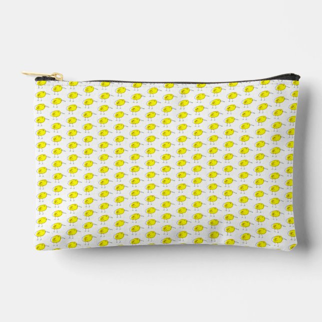 Funny Yellow Birds Doodle Accessory Pouch (Front)