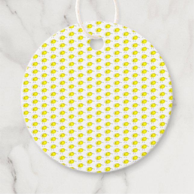 Funny Yellow Birds Doodle Favour Tags (Front)