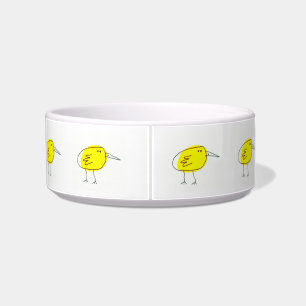 Funny Yellow Cartoon Bird Ceramic Pet Bowl