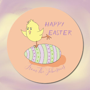 Funny Yellow Chick Easter Sticker
