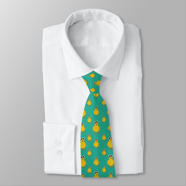 Funny Yellow Chick Pattern Tie (Tied)