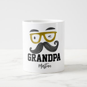 Funny yellow classes and mustache Custom Grandpa  Large Coffee Mug
