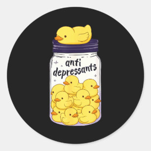 Funny Yellow Duck Anti Depressant Jar Zoo Boys Gir Classic Round Sticker