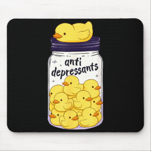 Funny Yellow Duck Anti Depressant Jar Zoo Boys Gir Mouse Pad
