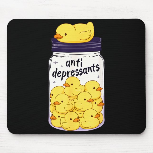 Funny Yellow Duck Anti Depressant Jar Zoo Boys Gir Mouse Pad (Front)